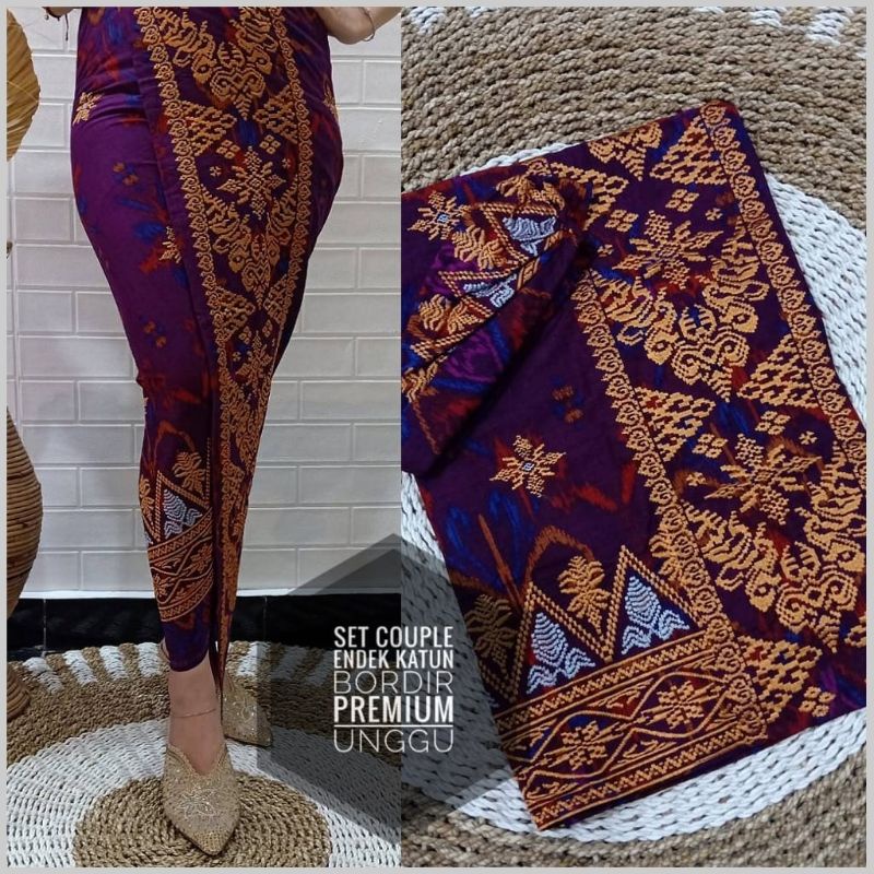 Kamen Set Couple Bordir Motif Endek