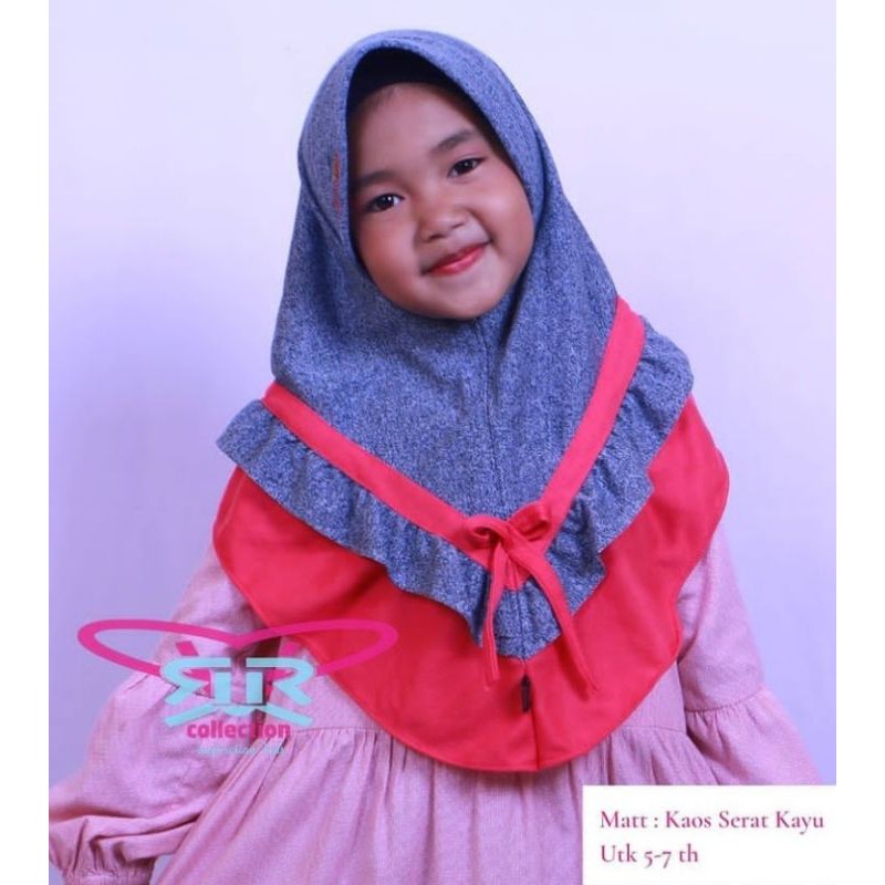 jilbab anak sd 4-7thn / kerudung serat kayu / jilbab pita bahan kaos serat kayu