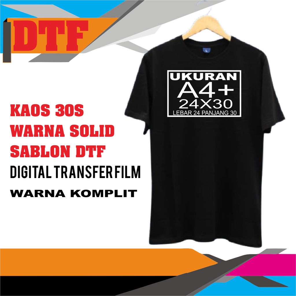 SABLON KAOS SATUAN DTF DIGITAL PLASTISOL 20s ukuran A4