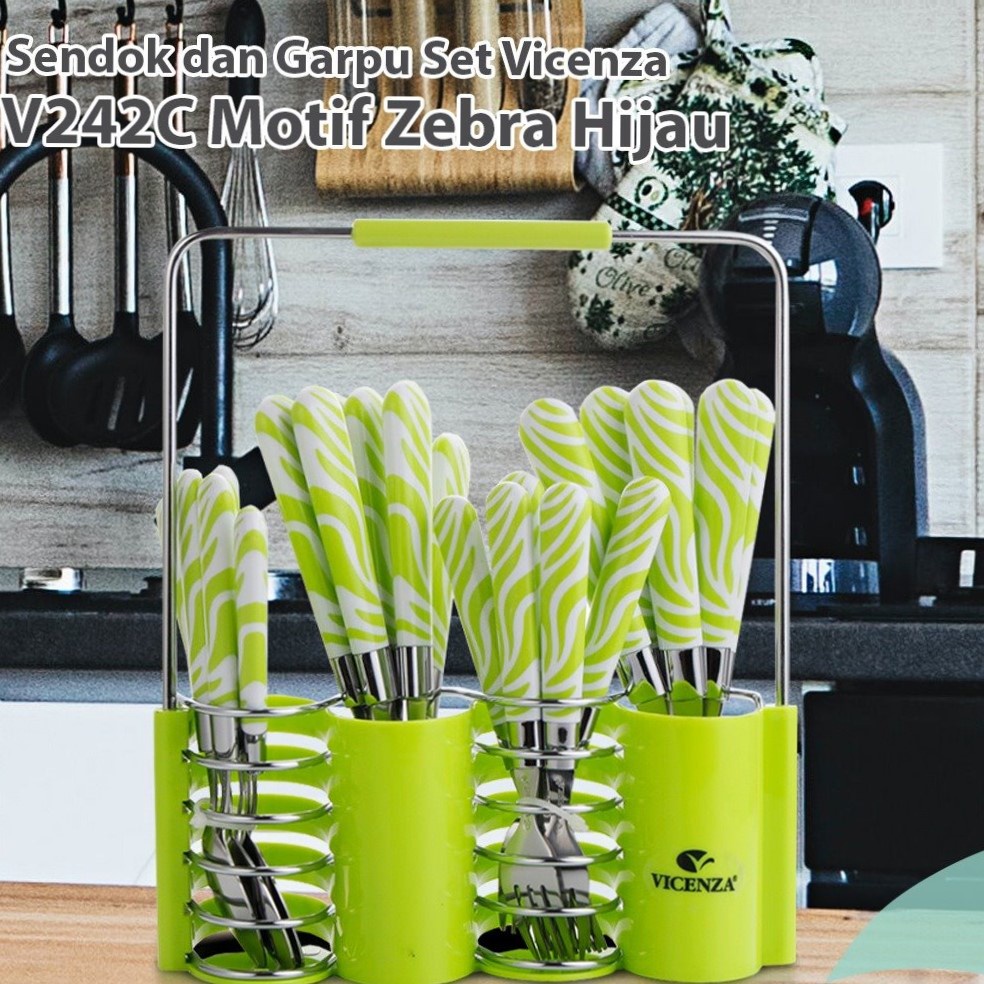 Sendok dan Garpu Set  Original Vicenza V242C Motif Zebra