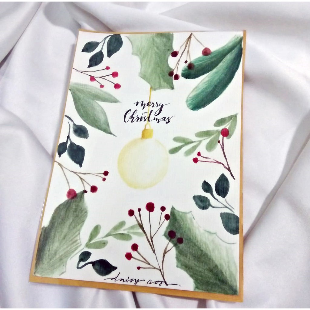 

Kartu Ucapan Natal Handmade Watercolor Bola Kuning