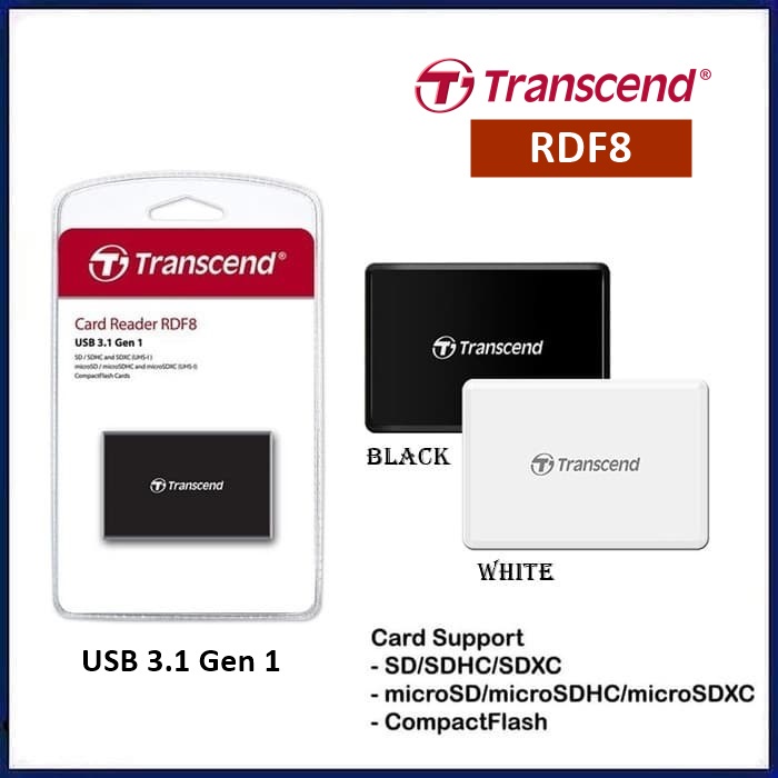 Card Reader Transcend RDF8 USB 3.0 All in 1 Multi Card ReaderS