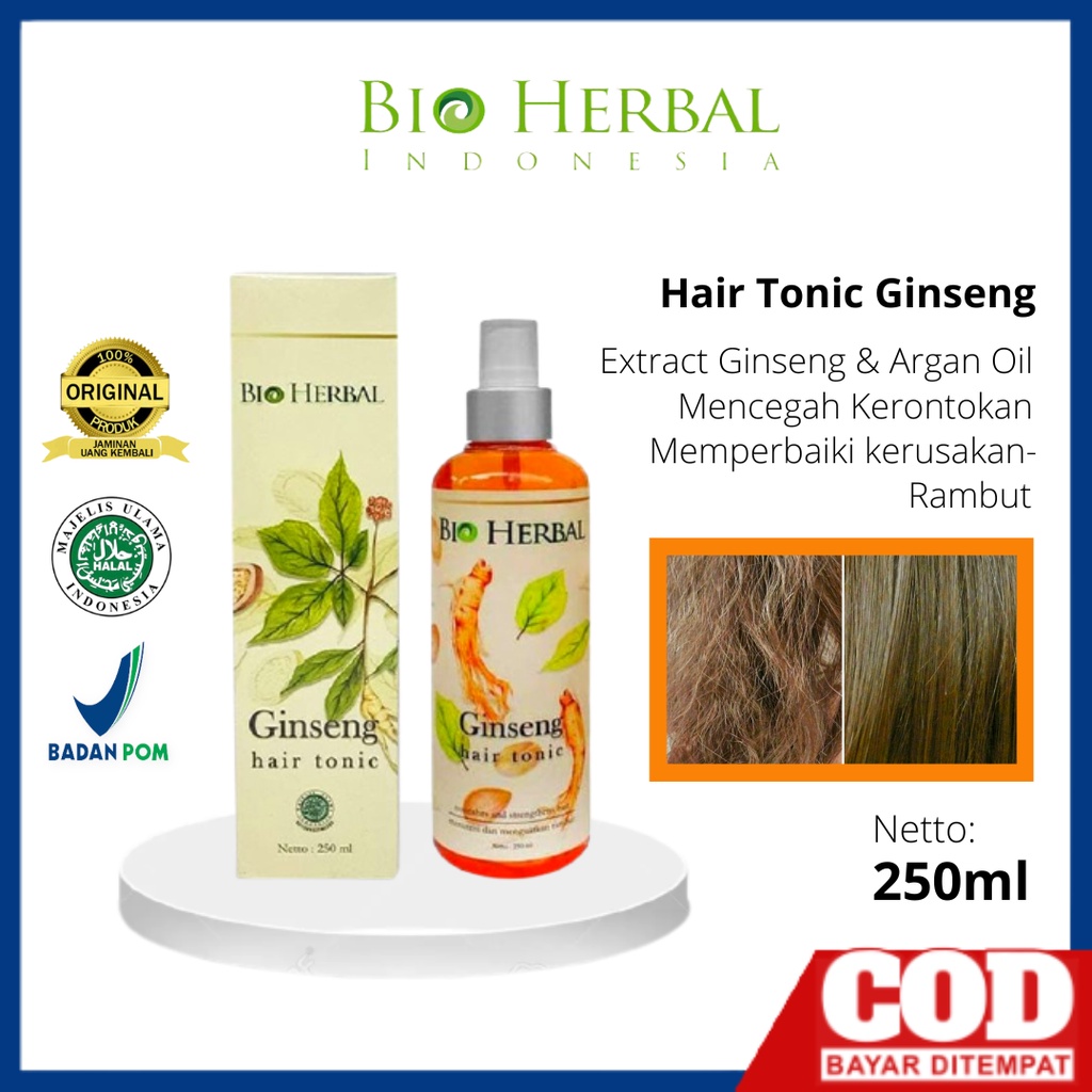 BIO HERBAL HAIR TONIC tonik ginseng penumbuh perawatan penyubur pemanjang rambut rontok care treatment cepat rambut pria wanita ginseng gingseng bio herbal ketombe lepek kecantikan