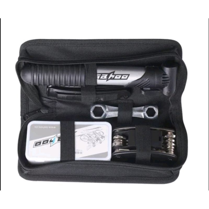 TAFFSPORT Perlengkapan Reparasi Ban Sepeda Tas tool set tools Box Bike Servis ban Sahoo 21040-N Black