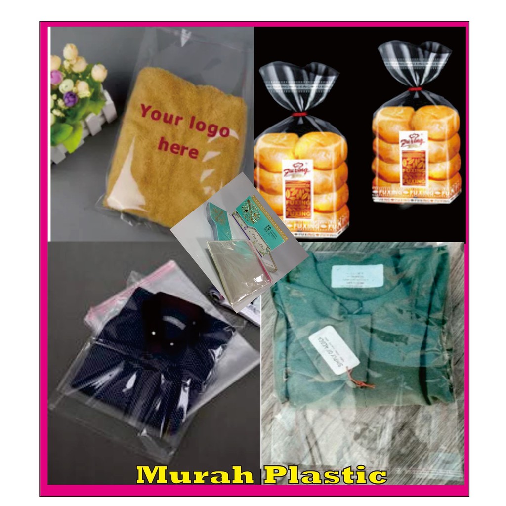 (TERMURAH) Plastik OPP 18 x 40 TEBAL isi 100 pcs + lem/baju/sarung/apparel/clothing/dll