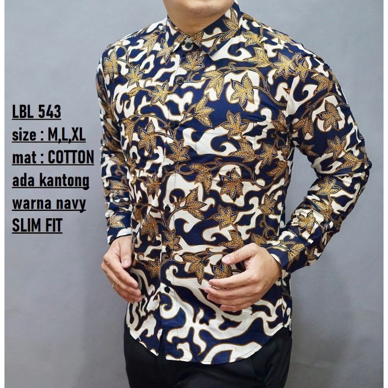 BAJU BATIK PRIA KEMEJA BATIK SLIM FIT MODERN LENGAN PANJANG CORAK MOTIF UNIK LBL543 LUIGI BATANI