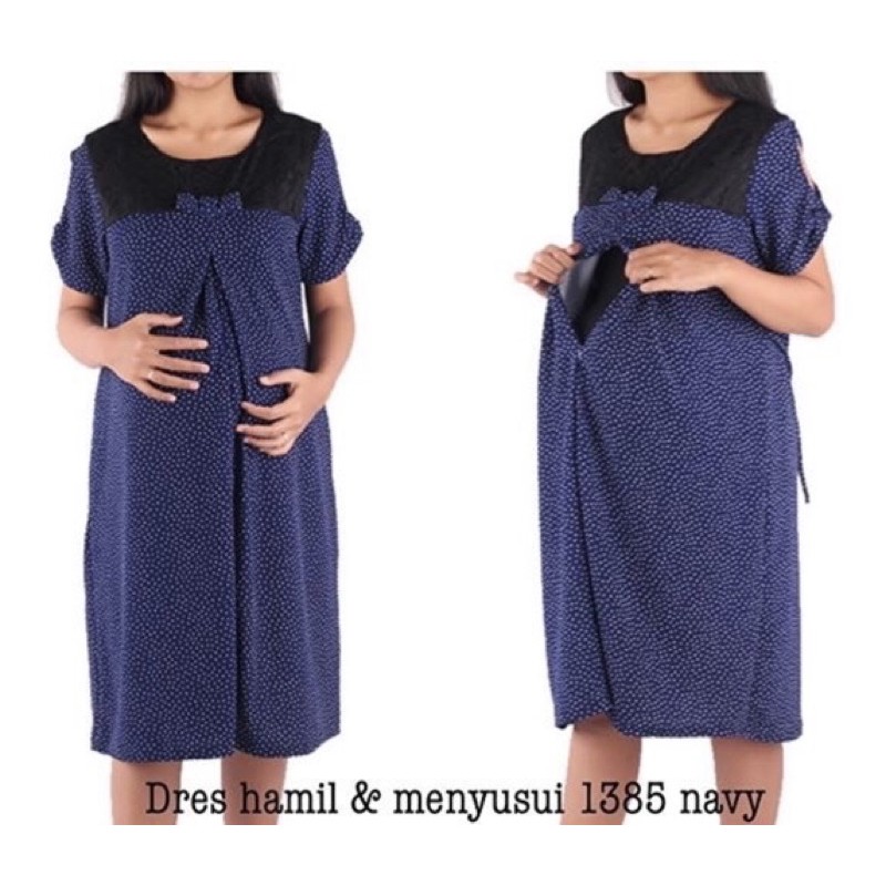 Baju hamil dres jumbo 1385 navy