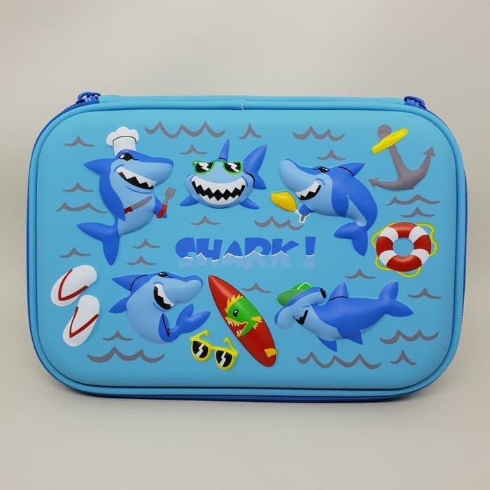 

Kotak pensil dan alat tulis Smiggle Hardcase Shark 3D Waterproof - Hitam