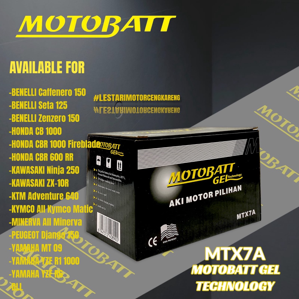 Jual AKI MOTOR KAWASAKI NINJA 250 CC KARBU/FI MOTOBATT MTX7A 7AH