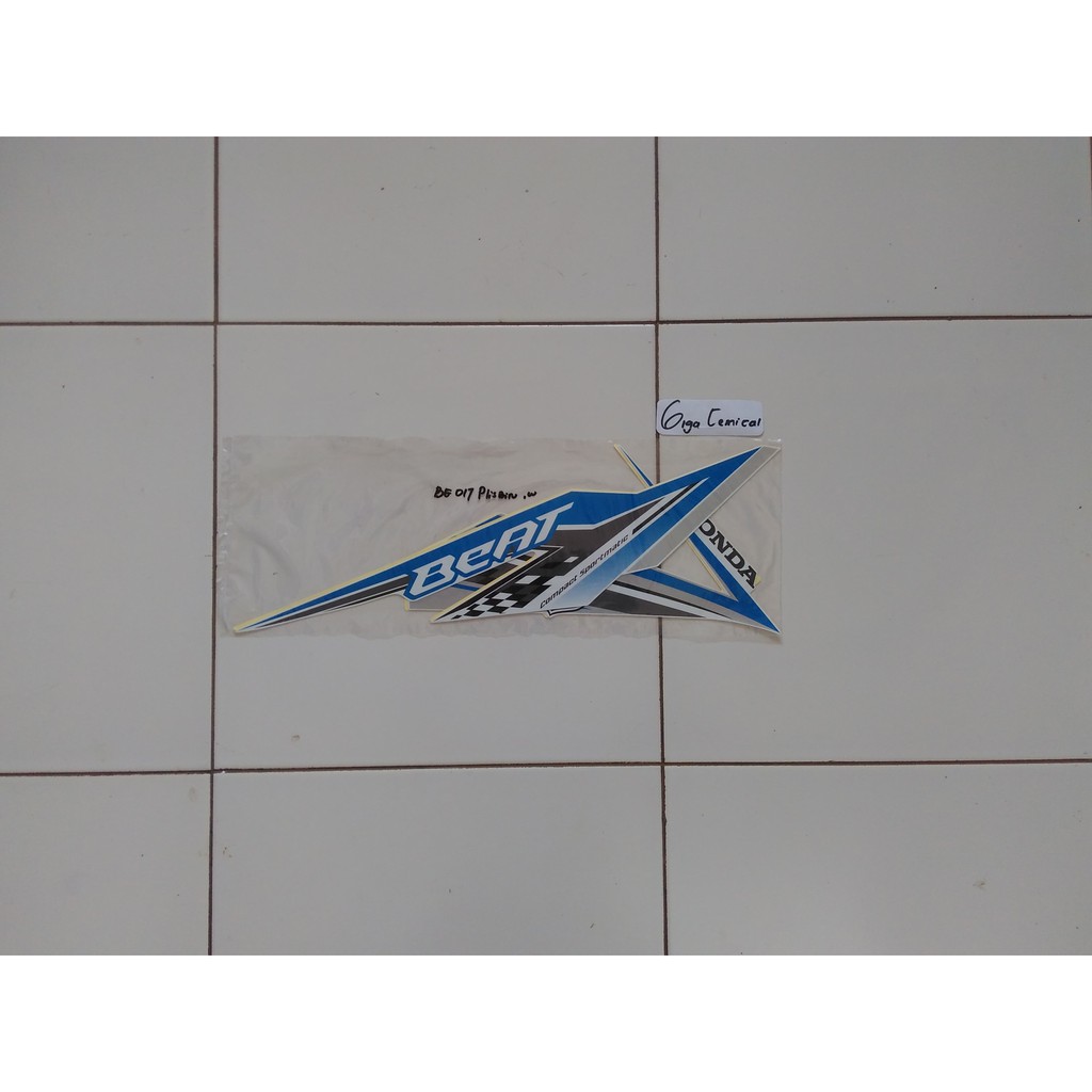 Striping Sticker Beat FI ESP 2018 Putih Lis Biru Original