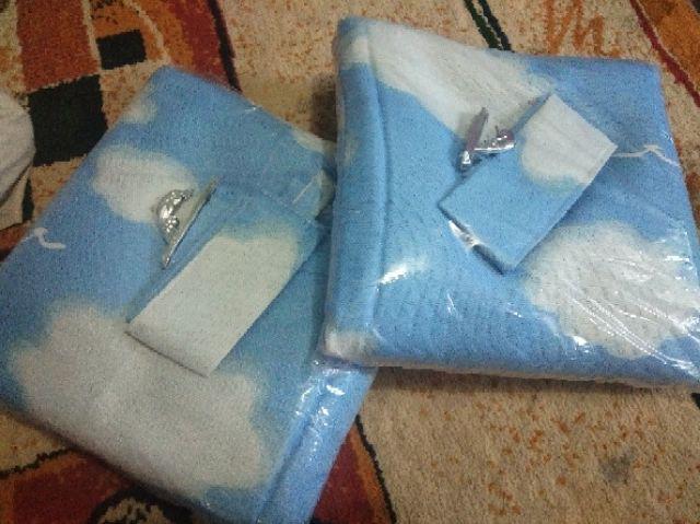 Gorden Blackout Blazer Awan Biru Smokring Silper Ukuran L140×200 T Pintu Jendela