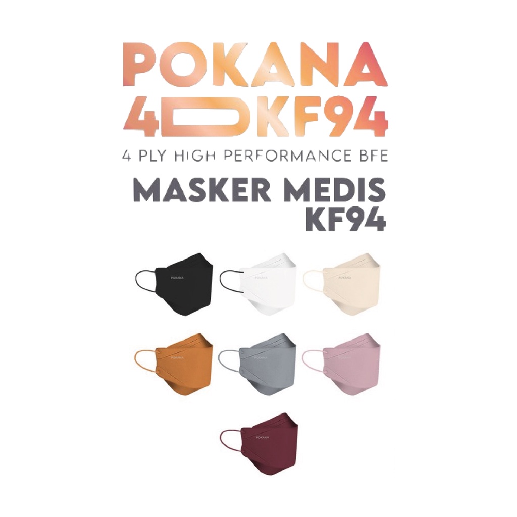 POKANA 4D KF94 Earloop Adult Medical Face Mask Sachet isi 2pcs - GOJEK/GRAB