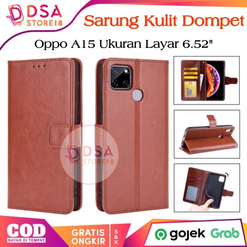 Case Oppo A15 / Casing Oppo A15S / Leather Case Flip Cover Wallet Dompet Hp Casing Kulit