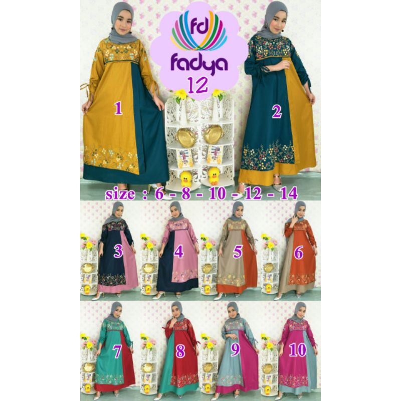 Gamis fadya/gamis anak katun bordir/gamis anak muslim fadya 12