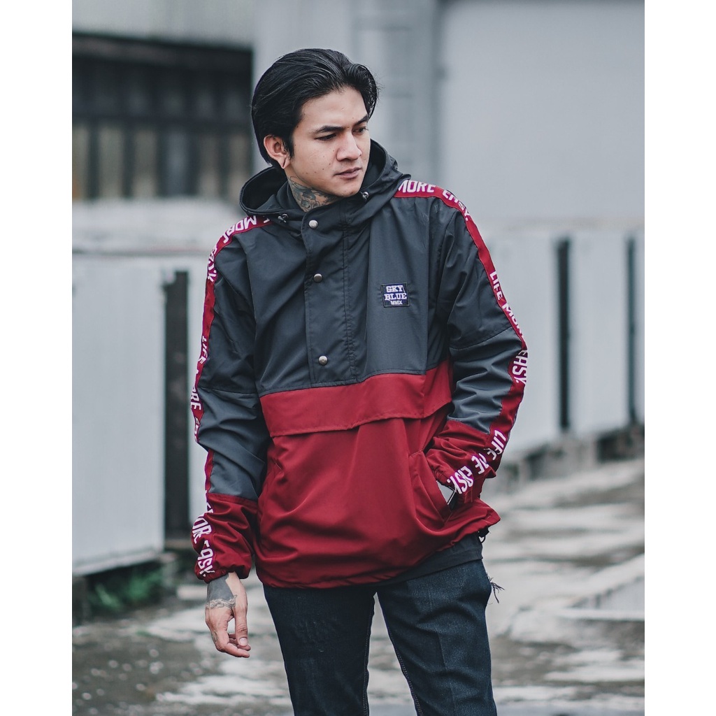 JAKET PRIA-JAKET CAGOULE PRIA MURAH-JAKET SALVIO HEXIA-JAKET ORIGINAL-JAKET DISTRO-JAKET PARASIT-Jaket Cagoule Pria-SKYBLUE HITAM MAROON