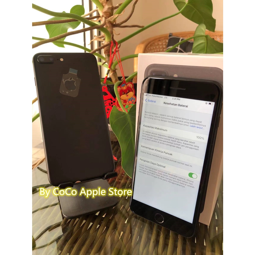 iPhone7Plus 128GB All Sim Silent Fullset Original Second Like New Mulus100%  3utools All Green (Garansi 1 Tahun)