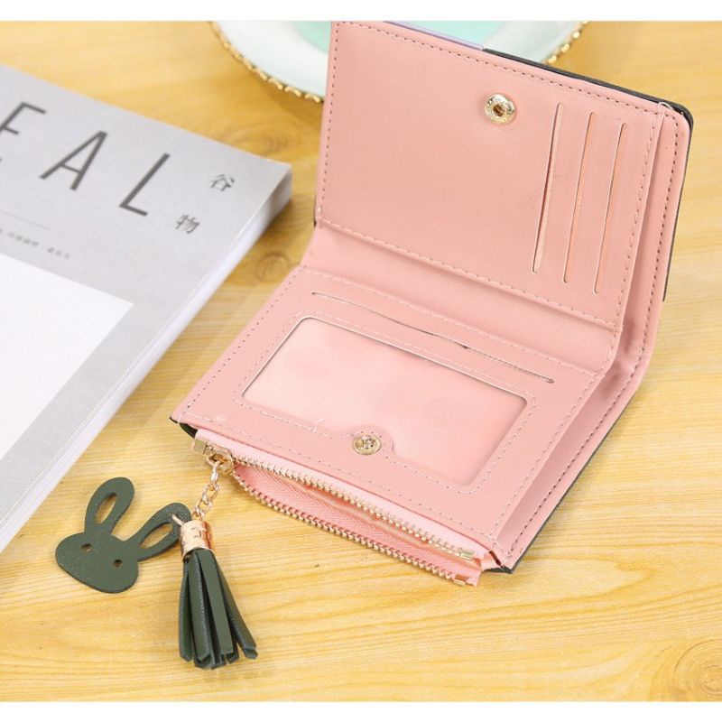 Dompet Mini Import Rumbai Resleting Dompet Mini Wanita Tiga Warna Fashion Korea