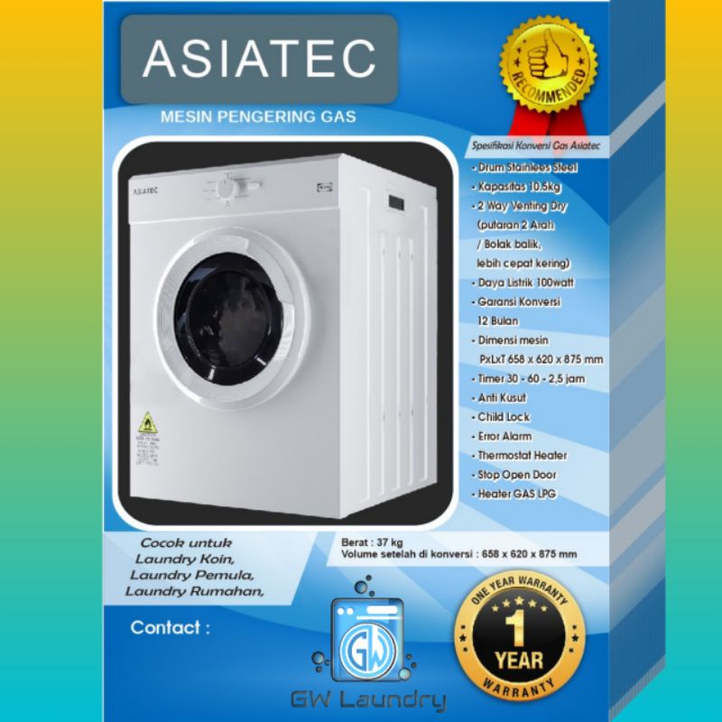 Dryer Gas Asiatec 10,5 Kg