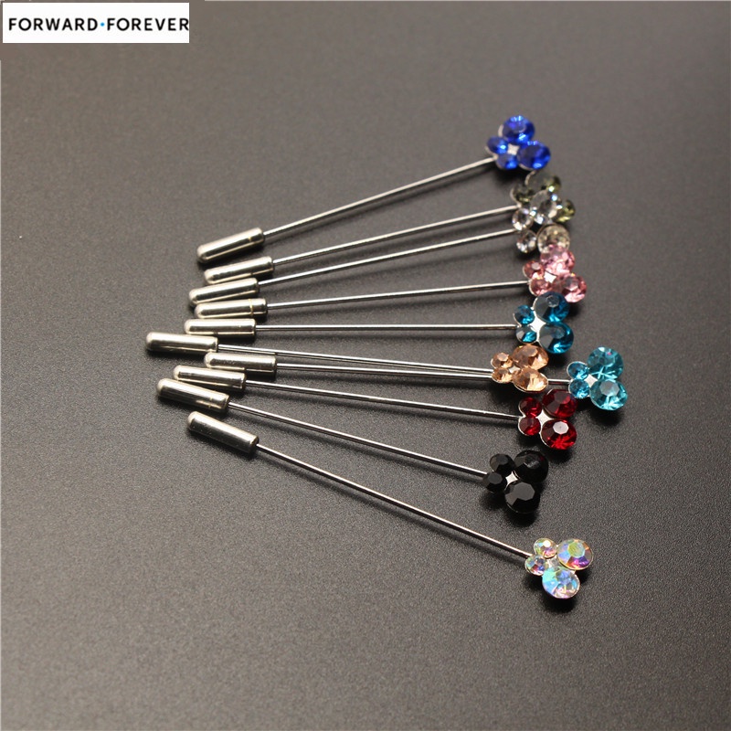 10pcs Butterfly Shaped Crystal Mixed Color Brooch Safe Simple Pin