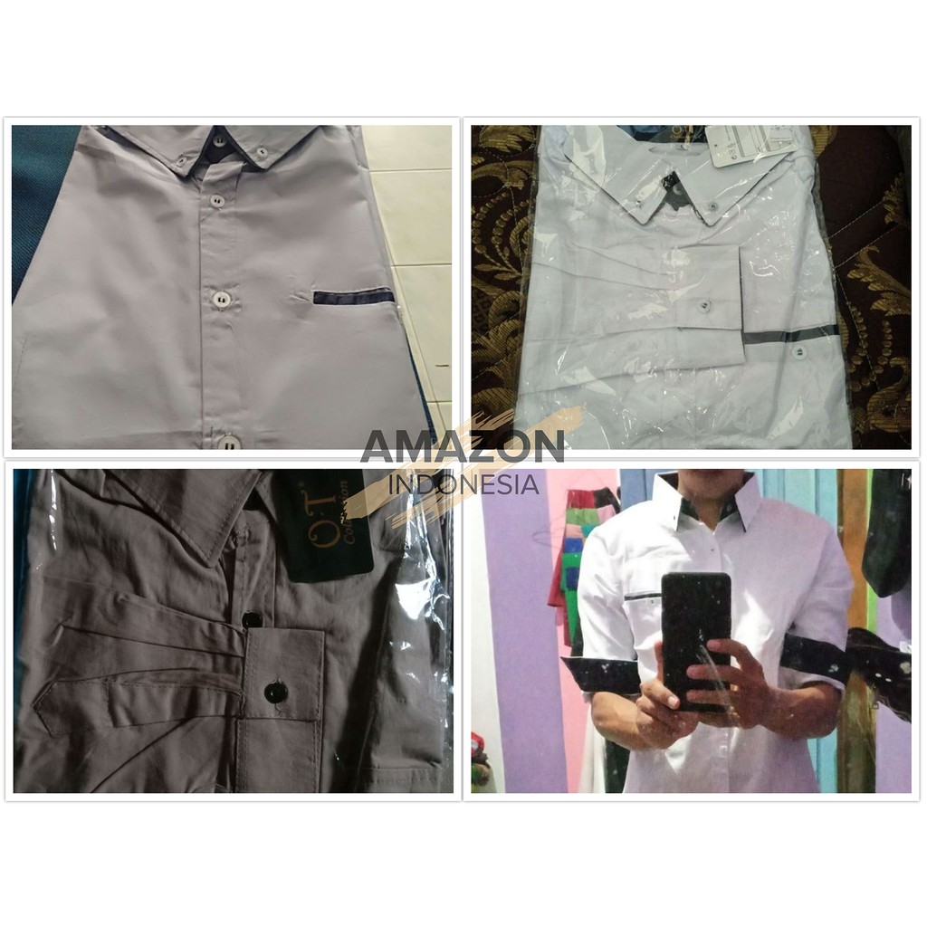 PAKAIAN MUSLIM PRIA BAJU KOKO WARNA WHITE PUTIH KOMBINASI ARMY BAHAN TOYOBO PREMIUM ORI GOOD QUALITY