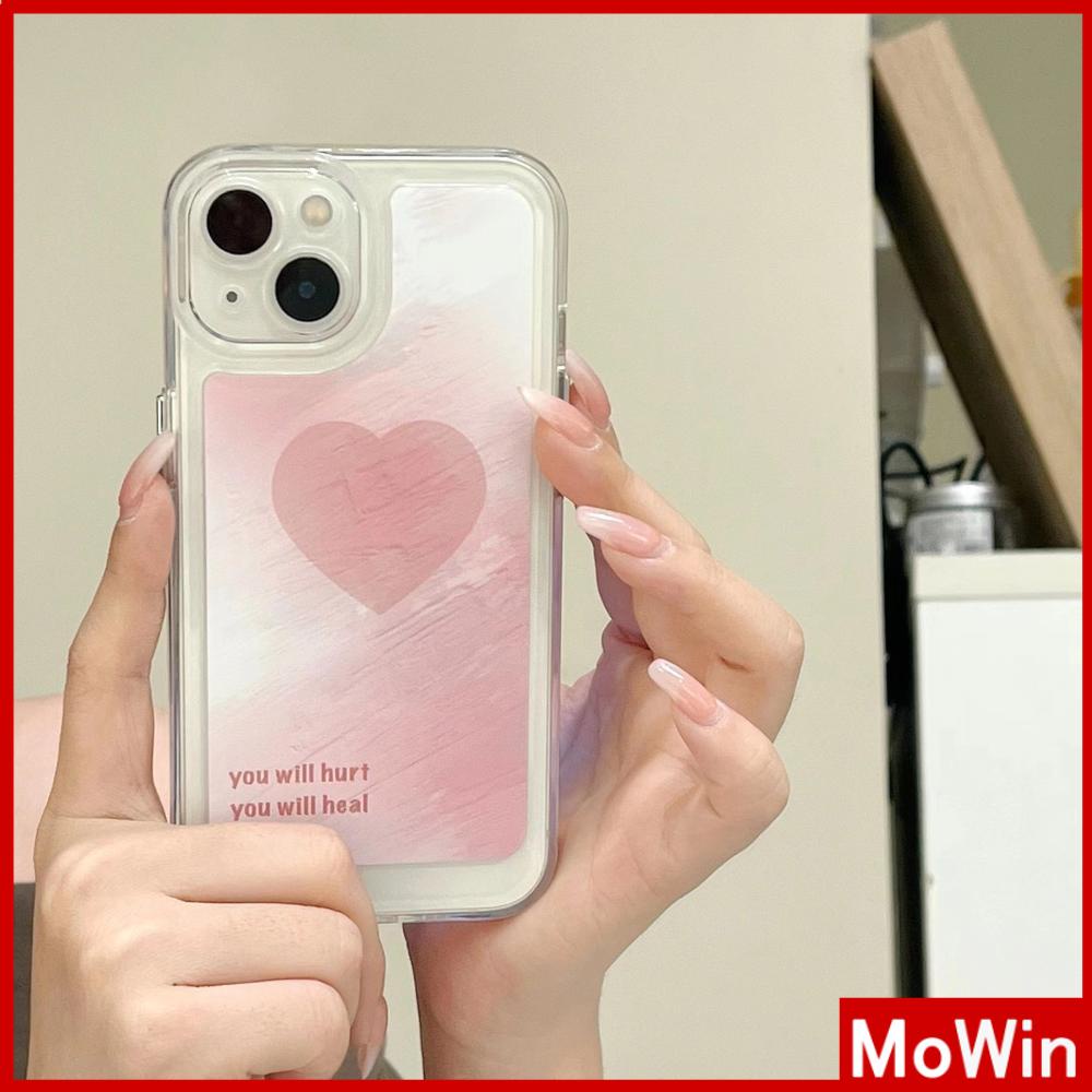 iPhone Case Silicone Soft Case Clear Case Thickened Shockproof Protection Camera Metal Button Pink Heart Compatible For iPhone 11 Pro Max 13 Pro Max 12 Pro Max 7Plus xr XS Max