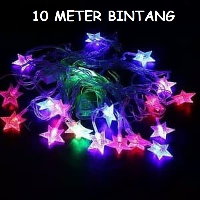 10 Meter Lampu Tumbler Natal Model Bintang Warna Warni Hias LED Natal Tahan Air