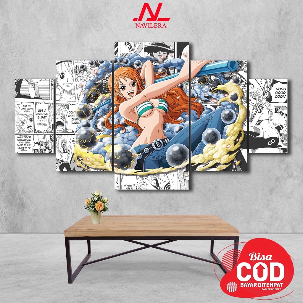 NAVILERA -  Hiasan Dinding Kamar Poster Kayu Anime ONE PIECE NAMI Wall Decor 1 SET 5PCS