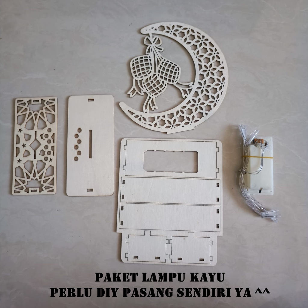 [ORGM ]ADA STAND *Idul Fitri* Lampu Dekorasi Pajangan Kayu DIY Laser Cut Motif Cantik Ramadhan Idul Fitri Eid Mubarak