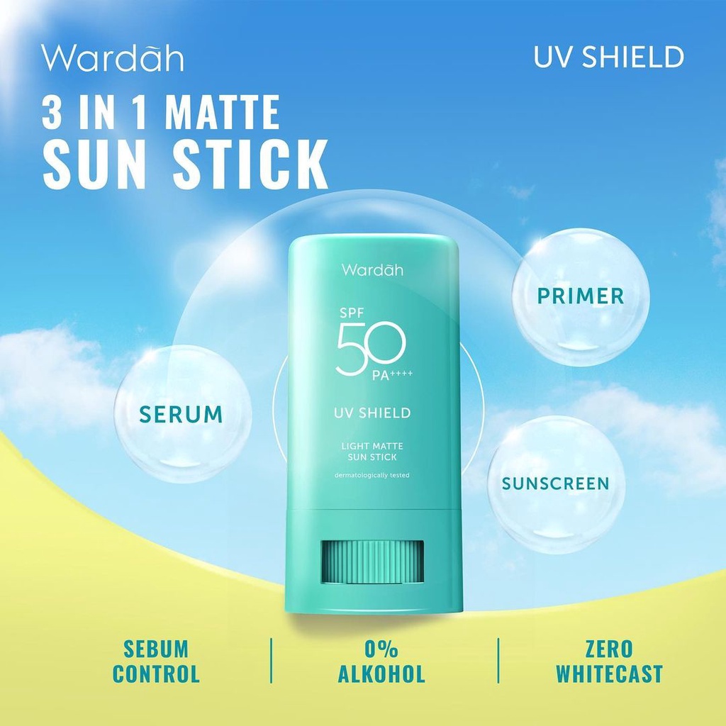 Wardah Sunscreen UV Shield Light Matte Sun Stick Tabir Surya SPF 50 PA++++ Sunblock