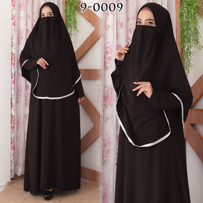 Gamis Baju Gamis Syari Syar i Syar’i Cadar Set Baju Gamis Wanita 9-0009 - Hitam, XXL pesta remaja hi