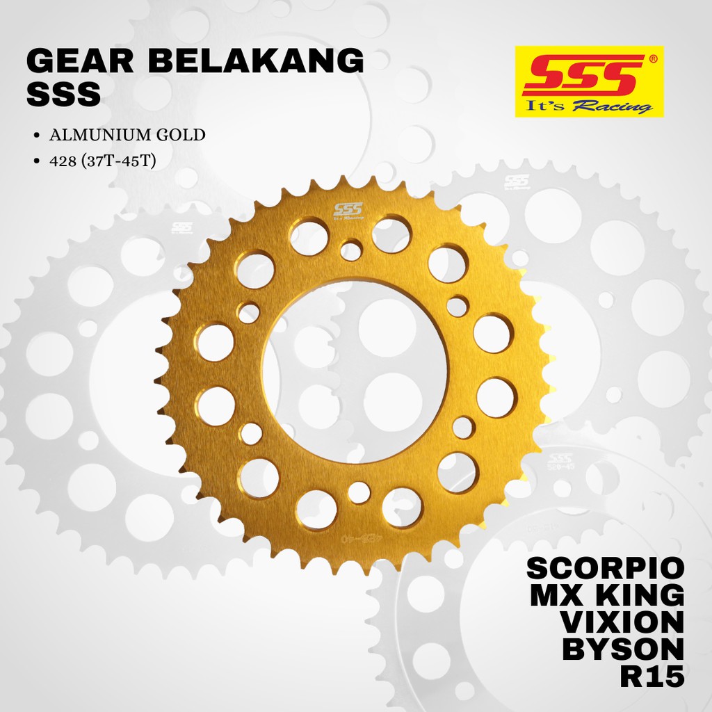 Gear gir mx king scorpio vixion BYSON R15 sss 428 38 39 40 41 42 43 44 45 46 almunium gold