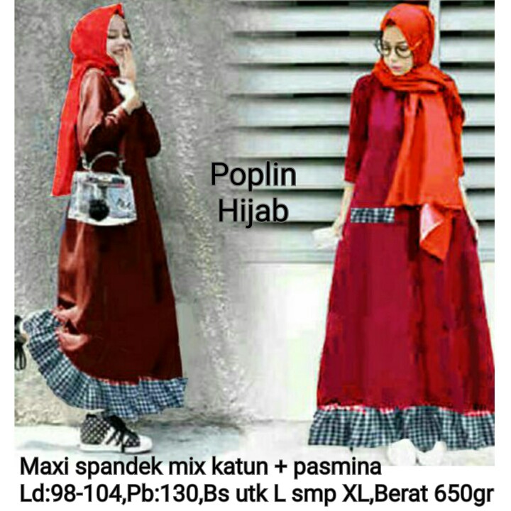GAMIS SPANDEK POLOS POPLIN MAXI DRESS MUSLIM TERMURAH