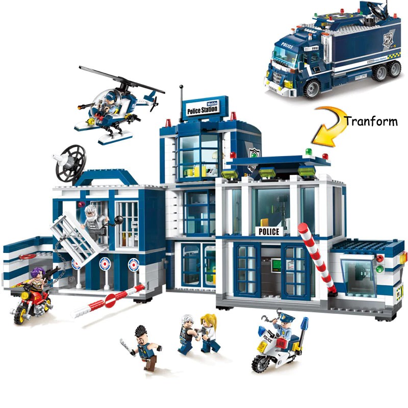 Mainan Lego 951pcs City Police 60141 Mobile Police Station Building Blocks Brick SWAT City Truck