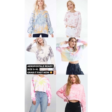 Sweater Hoodie Aeropostale Crop Top Tie Dye