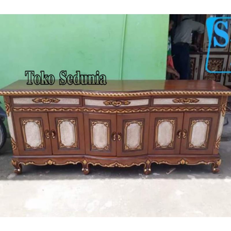 bufet kayu jati, bufet tv kayu jati, bufet tv salina kayu jati, lemari pendek kayu jati, lemari dapu