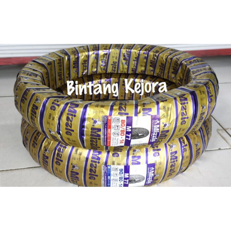 PAKET BAN LUAR TUBLES TUBELESS MIZZLE M77 90 80 14 DAN 80 80 14 BAN DEPAN BELAKANG TUBELESS MATIC