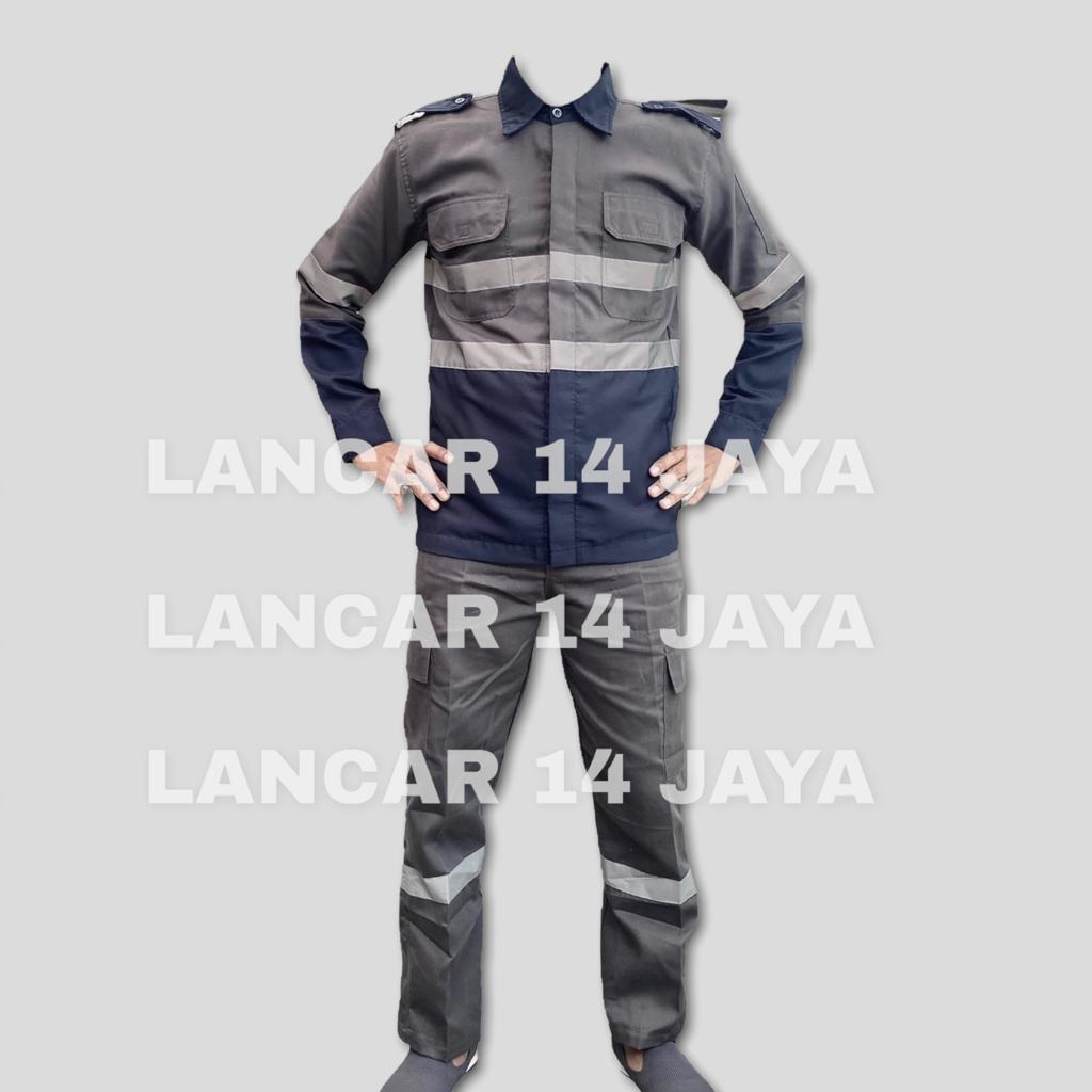 Baju Kerja Lengan Panjang Kombinasi Katelpak Kombinasi Kemeja 2 tone Katelpak Wearpack Atasan Safety Kombinasi 2 Warna Kemeja two tone Wearpack Safety Baju Kerja Lengan Panjang Kombinasi