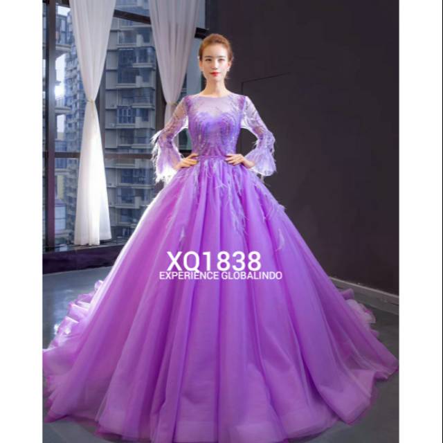 Gaun Pengantin Premium Purple XQ1838