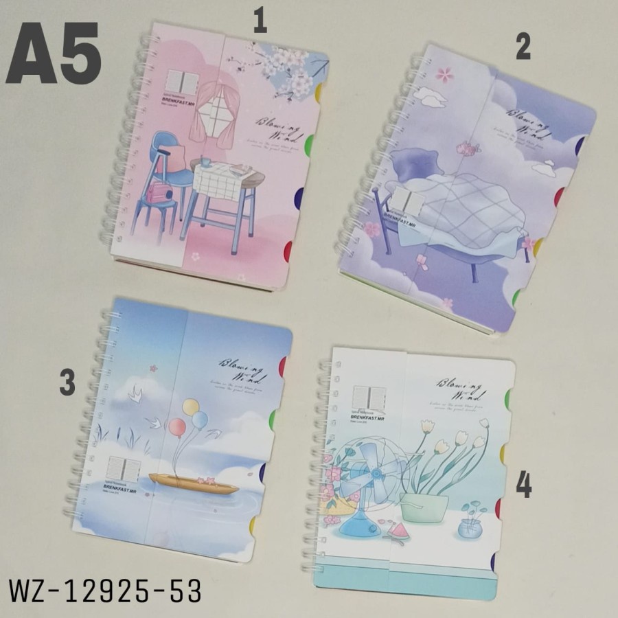 

SJS Notebook Spiral A5-110Lbr+Index Hard Cover/Buku Spiral/Diary/Notes