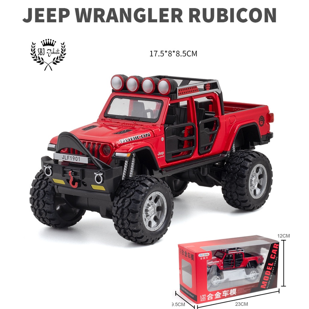 DIECAST Miniatur MOBIL JEEP RUBICON OFF ROAD BM BIG WHEEL SKALA 1:32