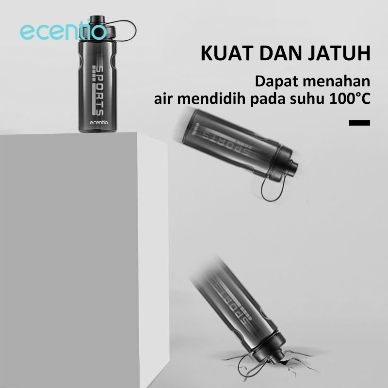 ecentio &amp; FOODI botol minum aesthetic 1.3 liter Hitam/tumbler minum olahraga/tempat minum/bottle minum sepeda anti tumpah/botol minuman besar gym portable /bicycle/BPA FREE