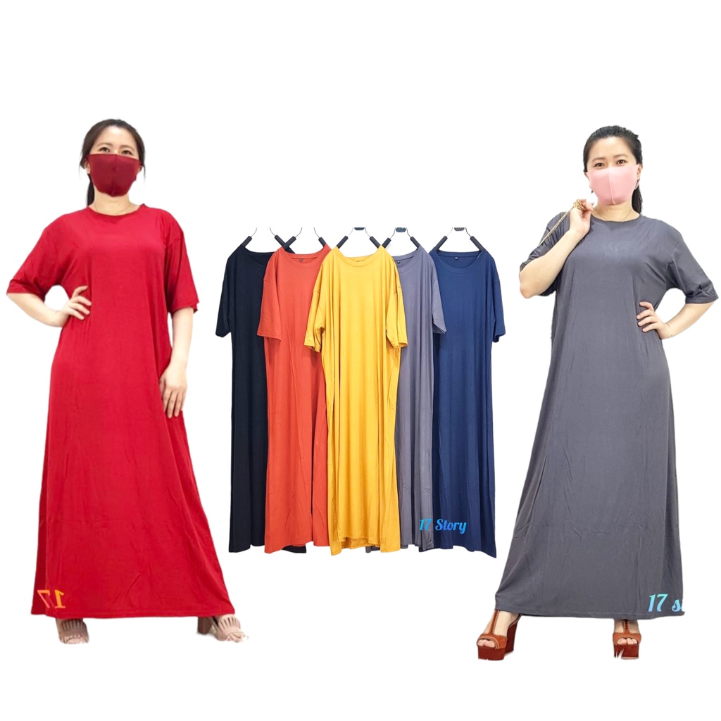 Daster Panjang Wanita Premium Lengan Pendek Bahan Kaos Rayon Adem Dan Lembut Kekinian
