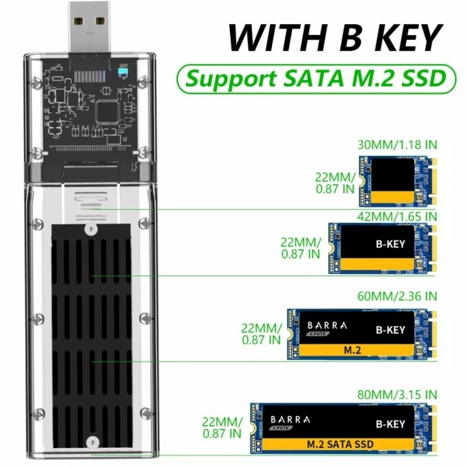 Enclosure M.2 sata usb 3.0 ssd casing external storange transparan