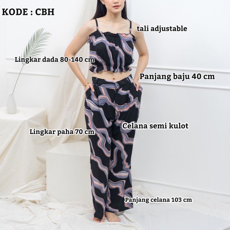 ONE SET TANKTOP CACING (TANKTOP + KULOT) // ONE SET ATIKA BAHAN RAYON PREMIUM BALI MOTIF WRAP 100% READY STOK SIAP KIRIM