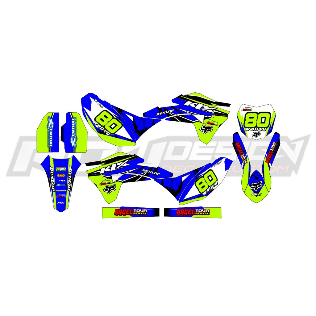 DECAL STICKER KLX GORDON (008) DEKAL STIKER BIRU HIJAU STABILO