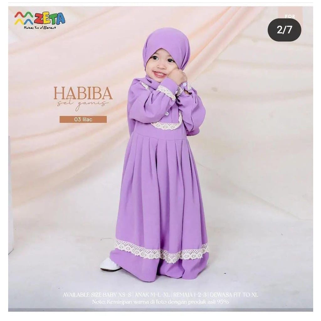 Habiba Syari Kids Baju Muslim Anak Perempuan Gamis Anak Pakaian Anak Perempuan Setelan Anak Perempuan