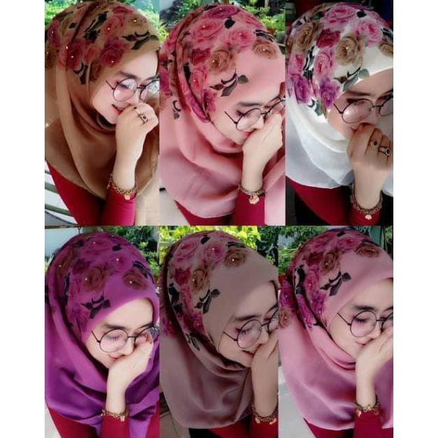 ID. 1A Bella Motif Printing Hasanah Print KERUDUNG SEGI EMPAT JILBAB SEGIEMPAT BELLA SQUARE TERBARU