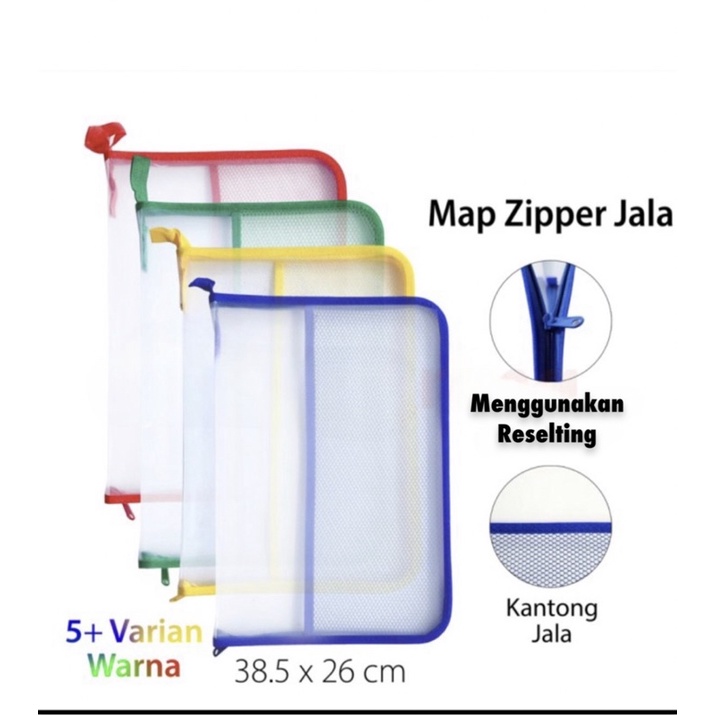 

Map Reselting Zipper Plastik Map F4 Document Bagian dalam jaring