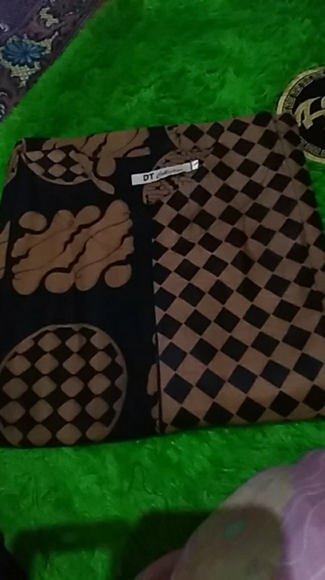 Cod - Seragam Kantor Tunik Batik Wanita / Cewek Pekalongan Motif Monocrome Coklat