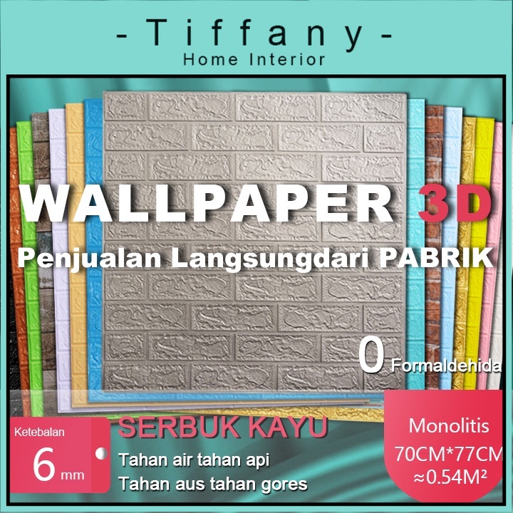 COD Beli 10 Gratis 1 Wallpaper Dinding 3D Timbul 70x77 6mm Batu Bata Foam Dimensi Timbul Mewah Stike